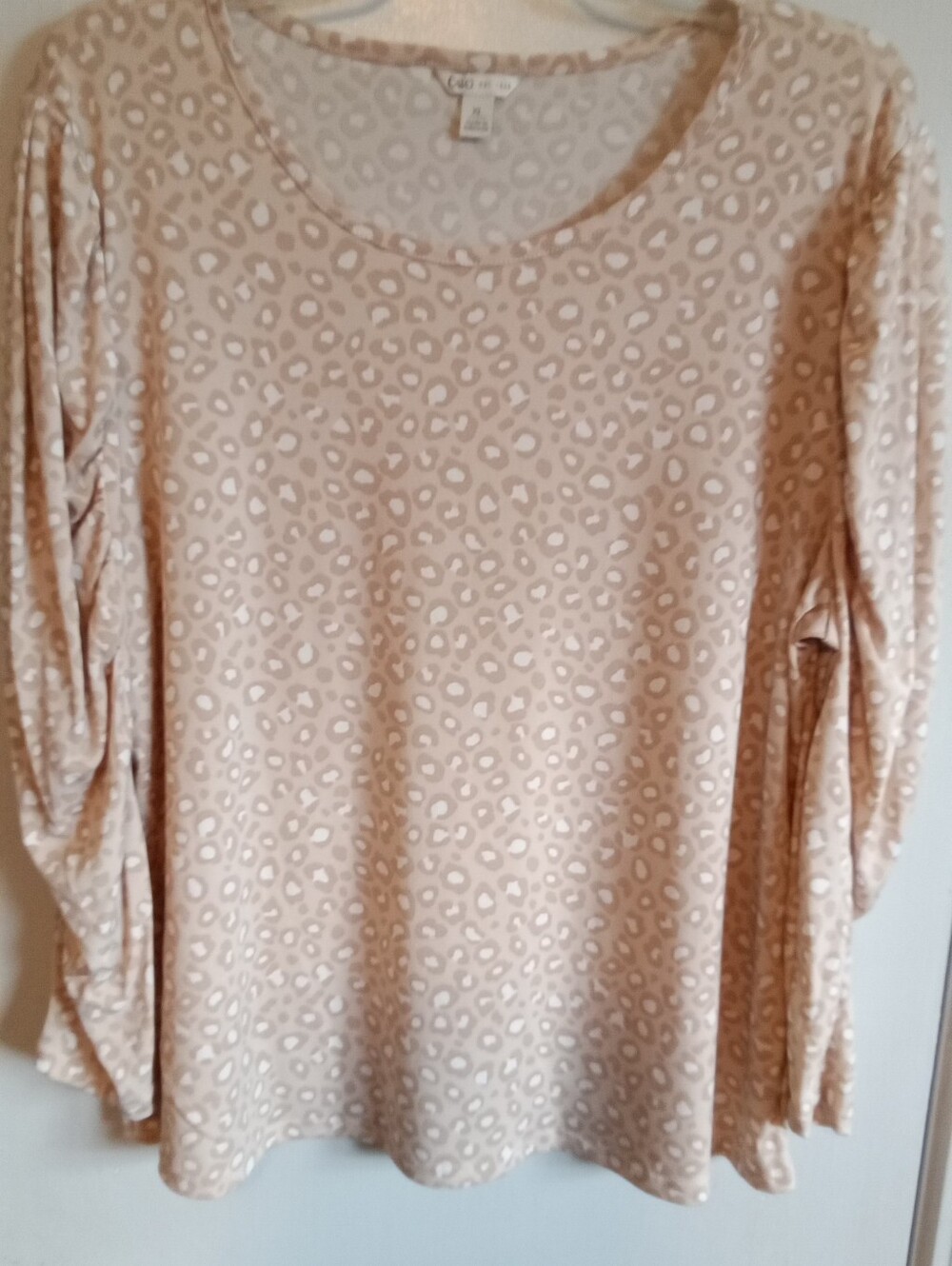 #6079 Cato Blush Leopard-Print Long Sleeve Tee  - XL